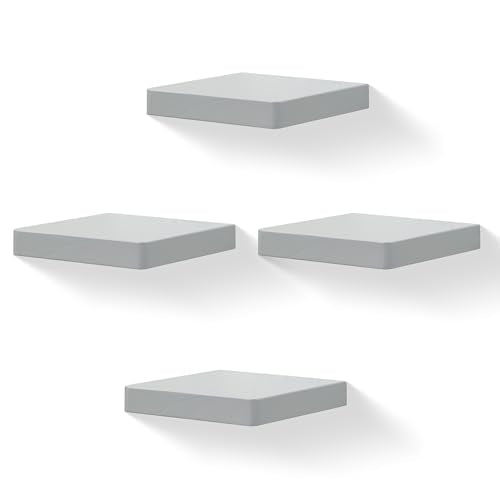 Small Floating Shelves for Wall Set of 4, 6 Inch Square Shelves,Grey - color: Grey, size: 6 Inch-4 Pcs