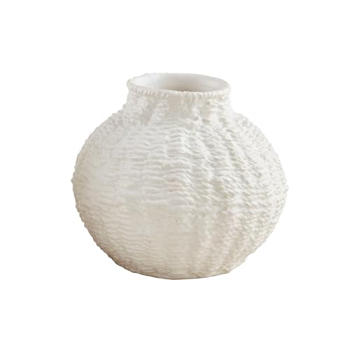 Mud Pie Woven Ceramic Round Vase, Small, 6.0" x 6.5" - size: Small
