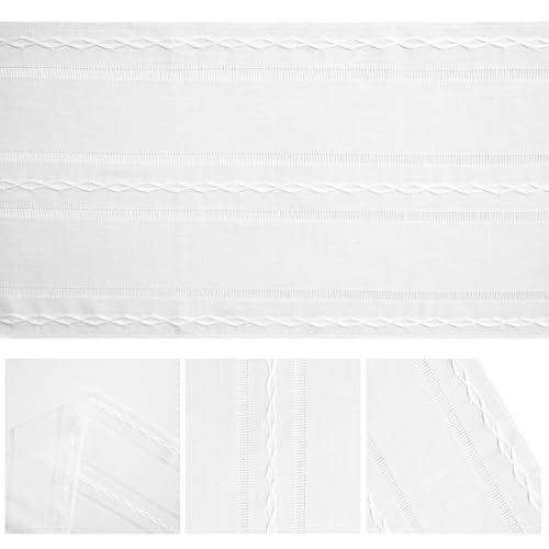 Artoid Mode White Rustic Cotton Linen Table Runner 13x36 Inch - color: White, size: 13" x 36"