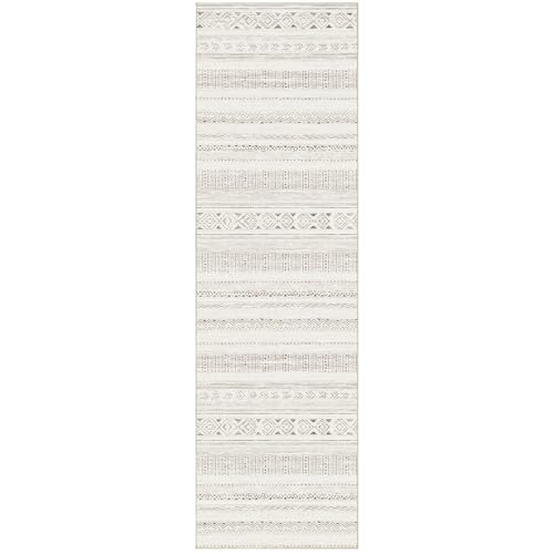 cotiled Hallway 2.6x8 Runner Rugs Washable Boho Rug Brown/Cream - color: Light Brown/Cream, size: 2.6' x 8' (Runner)