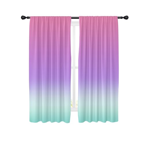 Pink Purple Curtains, Ombre, 2 Panels, 42" W x 63" L, Rod Pocket - color: Purple Pink, size: 42"W x 63"L (Pack of 2)
