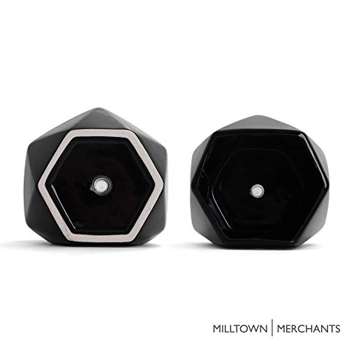 Succulent Wall Planters - Wall Vases - White Ceramic Wall Mounted Planters - Succulent Plant Pots - Hanging Vases for Living Wall (2 Pack/Geometric/Black) - color: Large Black Geometric