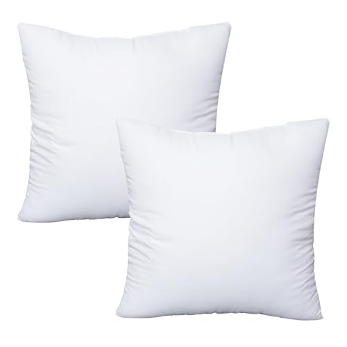OKBA Throw Pillows Insert Set of 2, with 100% Cotton Cover,Bed and Couch - Indoor Hotel Decorative Pillows, 20x20 in White Pillows Inserts - size: 20x20 Inch (Pack of 2)
