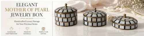 Decorative Jewelry Trinket Box Unique Gift for Home Decor Antique Metal Case with Mother of Pearl Sindoor Box/Coin Box Set Black Pearl - color: All Set Black
