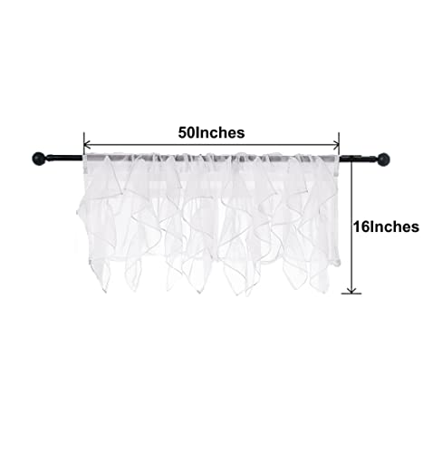 PearAge Ruffled Voile Semi Sheer Curtain Valance, Kitchen Living Room Shabby Chic Ruffle Valance Curtains, Girls Daughters Bedroom Cascade Window Valance Ivory 50x16 Inches - color: Ivory