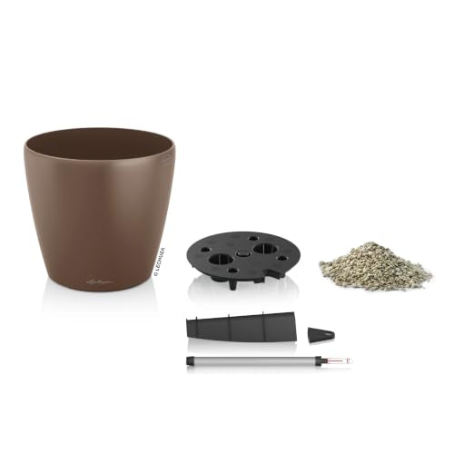 Lechuza Classico Color 28 Nutmeg, Self-Watering Round Planter, D11 H10.2 in - color: Nutmeg Matte, style: 28