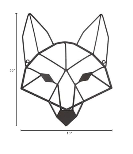 Everydecor Brown Geometric Fox Head Metal Wall Art Decor for Home Office Kitchen Living Room Bedroom Farmhouse Indoor and Outdoor Fox Sign Decoration