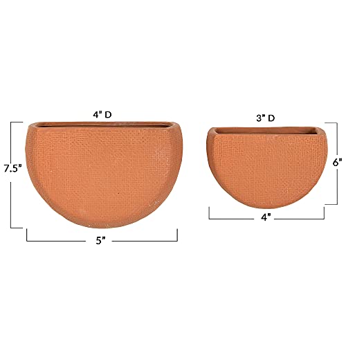 Main + Mesa Modern Boho Stoneware Wall Mount Planters, Terracotta, Set of 2 Sizes - size: 7.5" x 5" and 6" x 4"