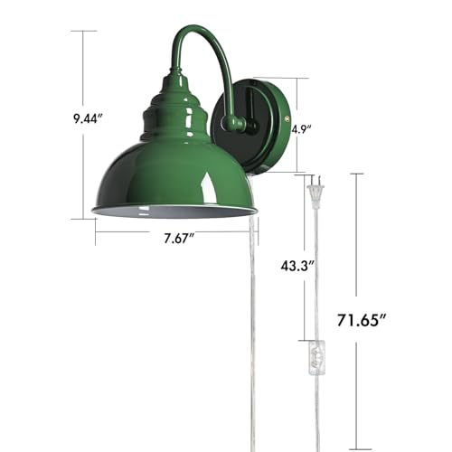 Mini Gooseneck Wall Sconce, 2-Way Mount with Switch, Green - color: Green