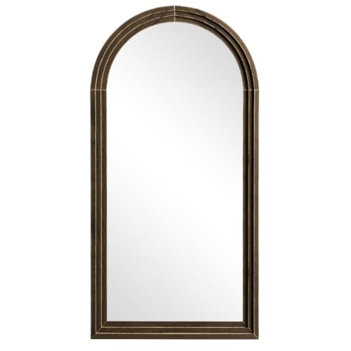 65"x22" Arched Full Length Mirror with Solid Wood Frame, Walnut - color: Walnut, size: 65"L x 22"W