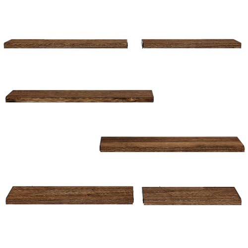 Amada Solid Paulownia Wood Wall Shelves, Large Size, 6 Pcs, Brown - color: Brown, size: Large