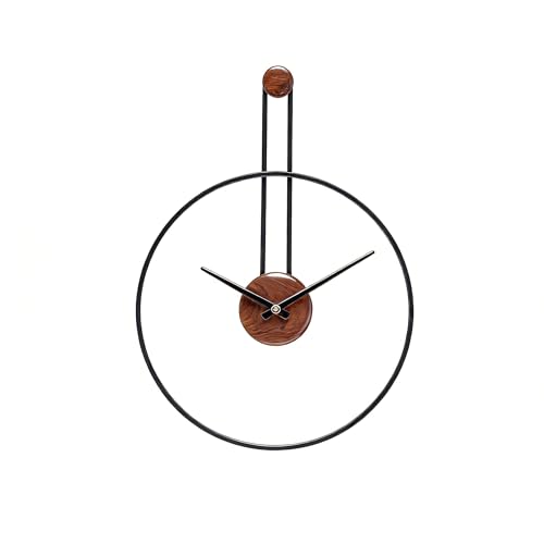 Modern Minimalist Black Metal Ring Wooden Silent Wall Clock Decor