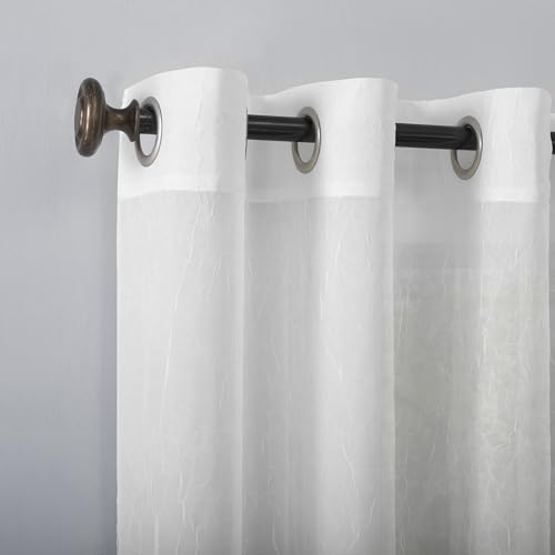 No. 918 Erica Crushed Sheer Voile Grommet Curtain Panel 84.00" x 51.00" - color: White, size: 51"W x 84"L (Pack of 1)