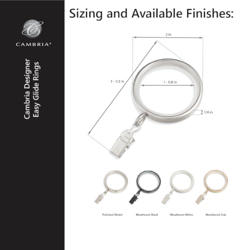 Cambria Designer 2" Polished Nickel Quiet Glide Curtain Rings 18 Pack - color: Polished Nickel, size: Large 2 in