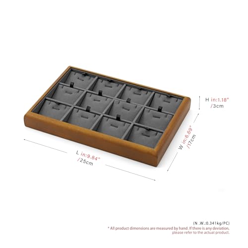 Oirlv Dark Grey Wood Jewelry Pendant Display Tray - color: Grey, size: 12 insert