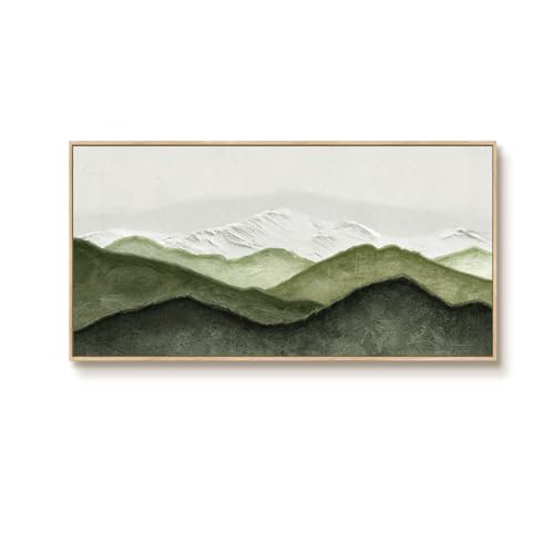 Extra Large Framed Sage Green Abstract Wall Art for Living Room, 60x30 Inch - color: Green White, size: 60"L x 30"W