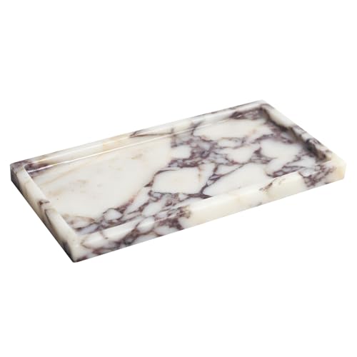 100% Natural Marble Tray, 10"x5" Calaccata Viola Vanity Tray - color: Viola-rectangle-10"x5"x0.7"