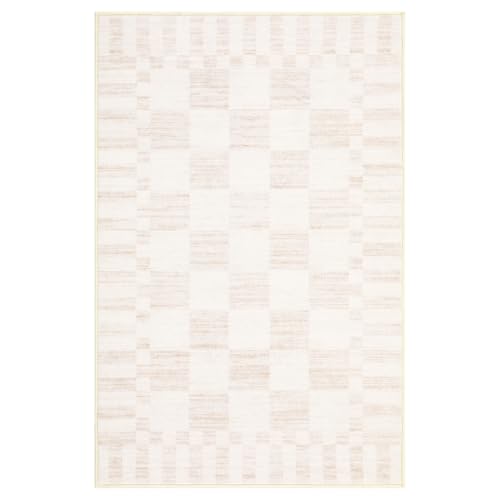 GarveeHome Checkered Washable 2x3 Rug Small Area Rugs Non-Slip for Entryway - color: Beige, size: 2' x 3' (Rectangular)