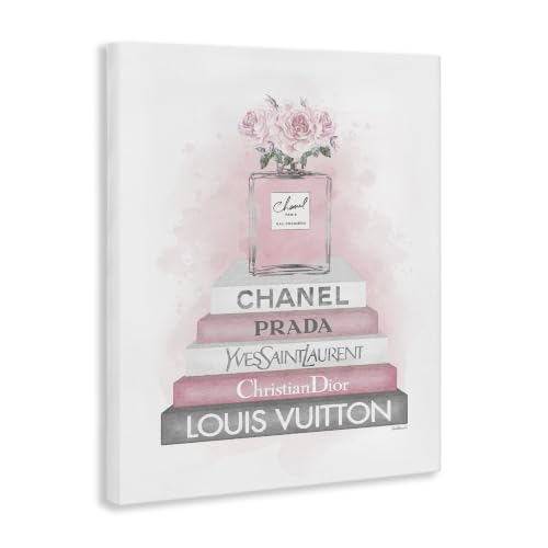 Stupell Industries 'Pink Roses Perfume Bottle Glam Fashion'| Canvas Art - color: Glam Perfume Roses, size: 20"L x 16"W