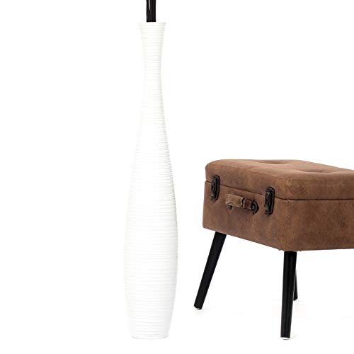 Leewadee Large Floor Vase 34" Mango Wood for Pampas Grass, Dried Flowers - color: White, size: 34 inches
