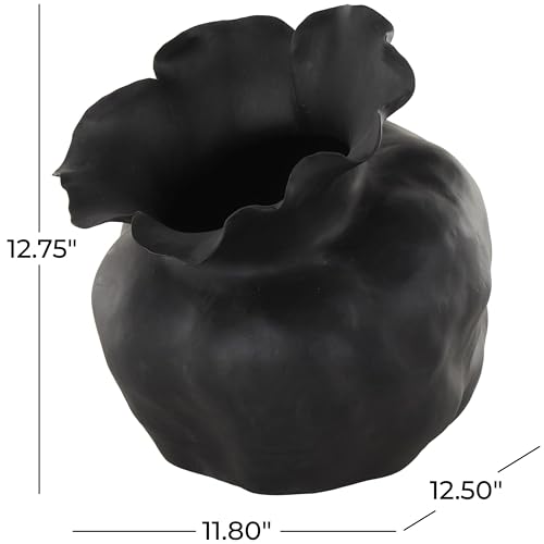 Deco 79 Ceramic Abstract Decorative Vase Floral Inspired Centerpiece Vase, Flower Vase for Home Decoration 12" x 13" x 13", Black - color: Black, size: 12" x 13" x 13"