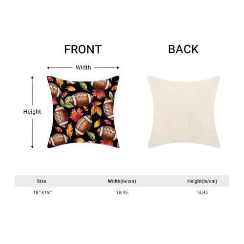 Fall Pillow Covers 18x18 Set of 2 Black Brown Football Leaves Decorative Throw Pillow Covers Outdoor Autumn Thanksgiving Decoration Colorful Pillowcase Farmhouse Cushion Case for Couch Sofa - color: Football Leaves-black-3, size: 18" x 18" (Pack of 2)