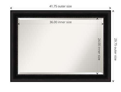 Amanti Art 오버 싱크대용 블랙 욕실 거울, 76.2 x 106.7cm(30 x 42인치) 팔러 블랙 직사각형 화장대 거울, 대형 전통 프레임, 수평 및 수직으로 걸 수 있음, 욕실 벽 장식, 경사진 가장자리 - color: 팔러 블랙, size: 42"L x 30"W