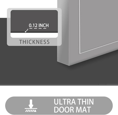 Ultra Thin Indoor Door Mat, 1/10 in Thin Door Mats for Inside Entry - color: Dark Grey, size: 1'4" x 2' (Rectangular)