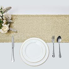Pufogu 12 x 72 inches Champagne Sequin Table Runner, 2 Packs - color: Champagne