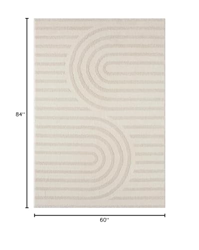 LUXE WEAVERS Modern Geometric High Low Area Rug Cream 5x7 - color: Cream, size: 5' x 7' (Rectangular)