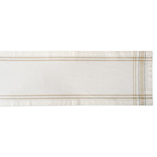 DII French Stripe Dining Table Collection Farmhouse Style Table Runner, 14x108 Inches, White Chambray - color: White Chambray, size: 14x108 Inches (Pack of 1)