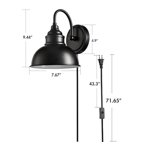 Mini Gooseneck Wall Sconce, 2-Way Mount with Switch, Black - color: Black