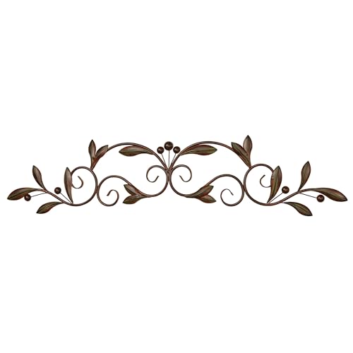 Touch of Class Catalonia Olive Metal Wall Art Topper, Medium, Brown - color: Brown, size: 7.5"L x 36"W