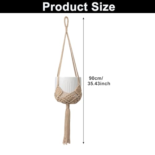 2 Pack Macrame Hanging Planters, Caramel - color: Caramel