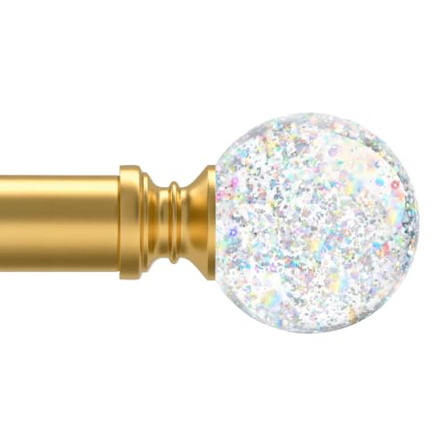 TVWOO Gold Rainbow Curtain Rods Adjustable Heavy Duty Crystal Ball,66-120" - color: Gold, size: 66-120" ( 1pack )