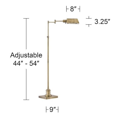 Jenson Adjustable Height Brass Swing Arm Pharmacy 54" Tall Floor Lamp - color: Brass