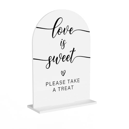 Acrylic Wedding Sign Love is Sweet Sign for Wedding Wedding Signs for Ceremony Modern Calligraphy Arch Acrylic Table Top Sign for Wedding Reception and Event Party Table(white) - color: Love is Sweet
