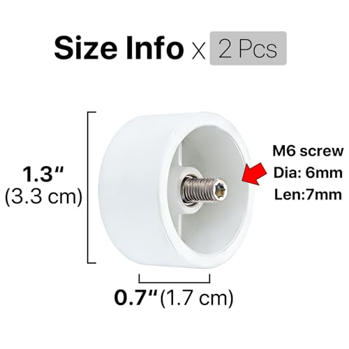 COSITA White End Cap Finials for Curtain Rod, Modern Minimalist Finials for Curtain Rods 1 Inch, M6 Threads Decorative End for Drapery Rod, Pack of 2 - color: White