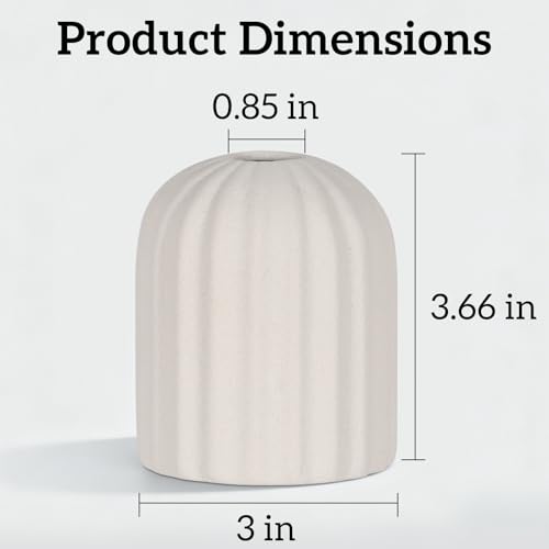 Nawaza Ceramic Flower Vase 3.7" Small White Farmhouse Table Vase - color: White-v25