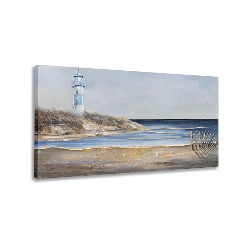 Yuaxker Ocean Art Wall Blue and Gold Ocean Canvas Painting Large Modern Aesthetic Pictures Wall Decor for Living Room Bedroom Dining Room Office Home Decor Artwork Easy to Hang 30x60 inch - color: ocean blue and gold, size: 30"x60"