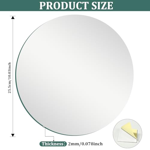 10 inch Glass Round Mirror Tile for Wall Decor, Distortion-Free - size: 10"L x 10"W