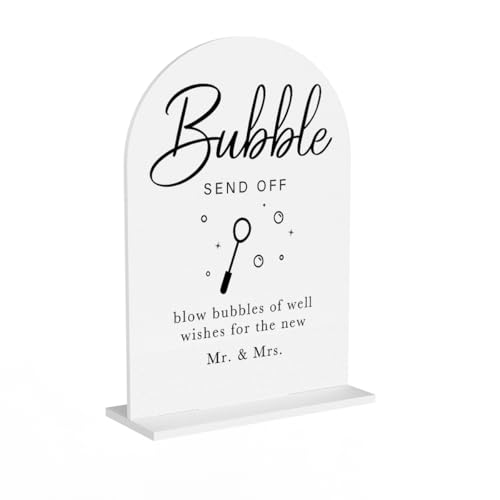 Acrylic Wedding Sign Wedding Signs for Ceremony Bubble Send Off Sign for Wedding Modern Calligraphy Arch Acrylic Table Top Sign for Wedding Reception and Event Party Table(white) - color: Bubble Send Off