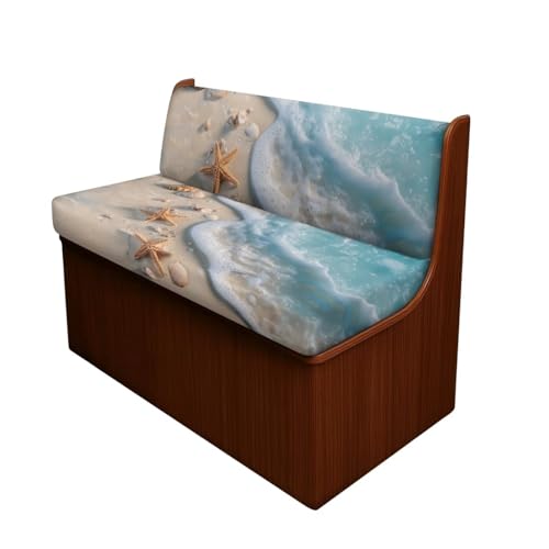 Beach Starfish Ocean Wave Print RV Dinette Cushion Covers Wear-Resistan Camper Cushion Slipcover Elastic 2 Seat Sofa Chair Cover 1 Backrest Covers and 1 Bench Covers - color: Beach Starfish Ocean Wave