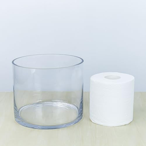CYS Excel Glass Cylinder Vase – 7" Wide x 6" Tall | Best for 3” Pillar Candles and Floating Candles | Hurricane Candle Holder & Flower Centerpiece - size: 7" wide x 6" tall