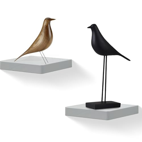Small Floating Shelves for Wall Set of 2, 6 Inch Square Shelves, Grey - color: Grey, size: 6 Inch-2 Pcs