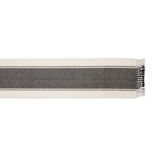 DII Dobby Stripe Table Runner, 13x72 Black & Cream Background - color: Black, size: 13x72"