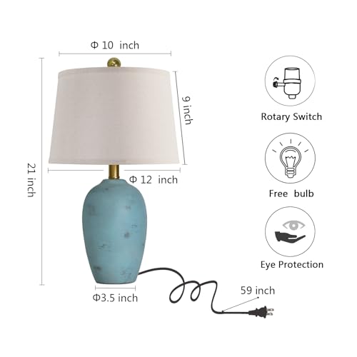 AIEAMPDO 21'' Set of 2 Coastal Small Ceramic Lamps for Bedroom - color: Light Blue