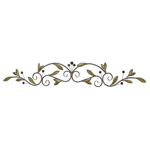 Touch of Class Catalonia Olive Metal Wall Art Topper, Large, Sage Green - color: Sage, size: 8"L x 46"W