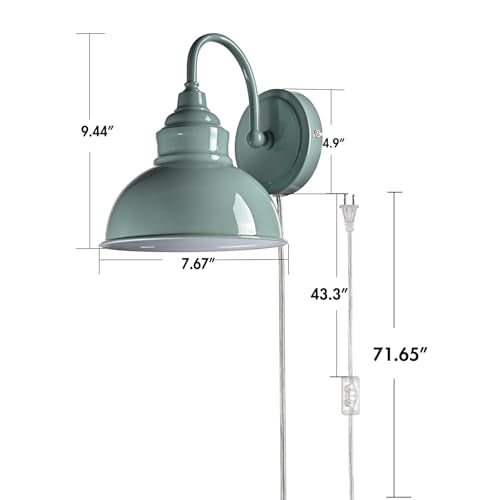 Mini Gooseneck Wall Sconce, 2-Way Mount with Switch, Macaron Green - color: Sea Blue
