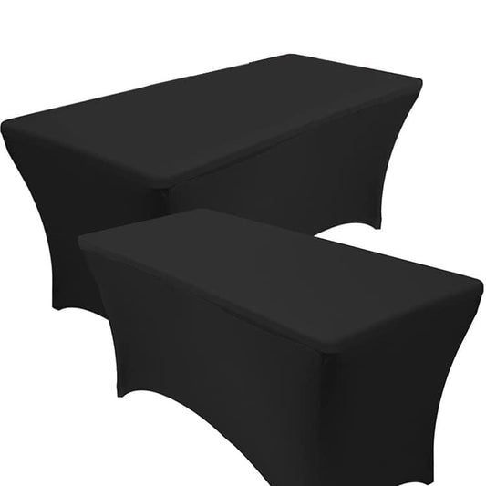 RELIANCER 2 Pack Stretch Spandex Table Covers for Rectangular Tables,6FT Elastic Fitted Tablecloth,Universal Rectangular Table Cloth Protector for Outdoor Party,Wedding,Bar,Birthday,Banquet,Events - color: Black, size: 72" x 30" (2PC)
